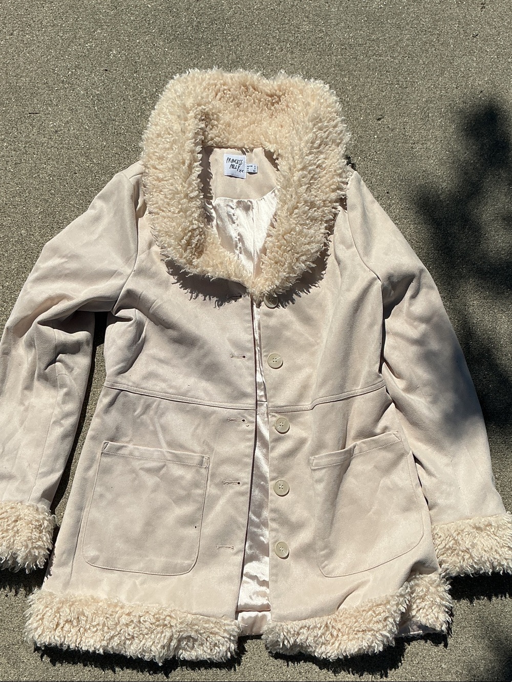 Princess Polly Cream Faux Shearling Teddy Jacket